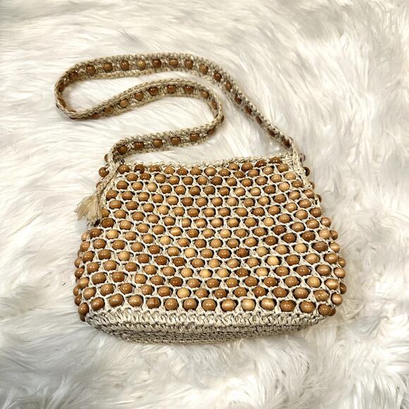 Vintage Wooden Hand Beaded Boho Shoulder Bag - Picture 7 of 7